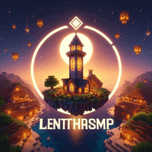 a poster for lenthasmp shows a lighthouse and a house