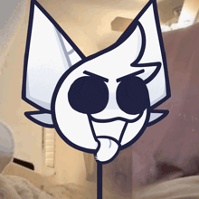 a cartoon drawing of a cat sticking out its tongue