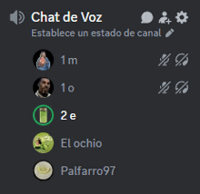 a screenshot of a chat de voz with a list of people