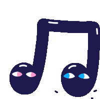 a cartoon illustration of a music note with eyes