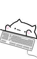 a black and white drawing of a cat sitting on top of a keyboard