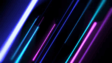 a bunch of neon lights are moving in a row on a black background .