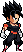 a pixel art of a boy with black hair and white gloves .