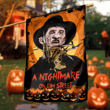 a halloween flag that says a nightmare on elm street on it