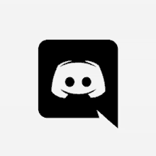 a black and white discord logo with a speech bubble .