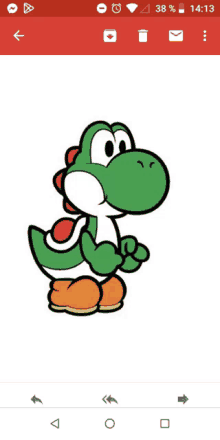 a screenshot of a yoshi cartoon on a phone with the time of 14:13