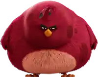 a red angry bird with a yellow beak and feathers on its head