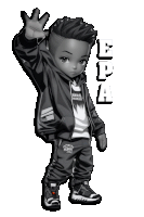 a black and white drawing of a young boy with the name epa on the bottom