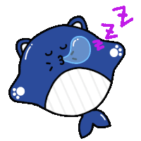 a cartoon of a whale sleeping with a bubble in its nose