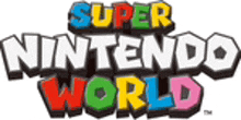 the logo for super nintendo world is colorful and looks like a nintendo world logo .