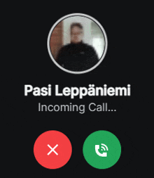 a phone screen shows a person named pasi leppäniemi