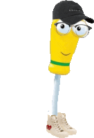 a cartoon screwdriver wearing a hat and glasses