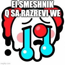 a cartoon of a clown with tears coming out of his eyes and the words `` ei smeshnik q sa razreviwe ''