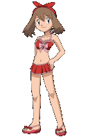 a drawing of a girl in a bikini with a bow on her head