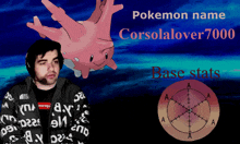 a man with a pokemon on his head and the words pokemon name corsolalover7000