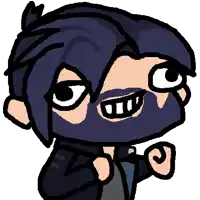 a cartoon drawing of a man wearing a mask