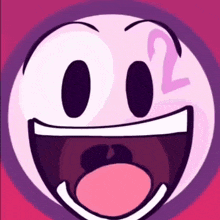 a cartoon smiley face with the number two on it