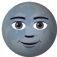 a cartoon illustration of the moon with a smiling face on it