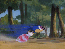 sonic the hedgehog is running through a forest