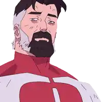 a man with a beard is wearing a red and white superhero outfit