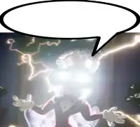 a cartoon character with a speech bubble in the background