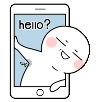 a cartoon character is standing in front of a cell phone and asking a question .