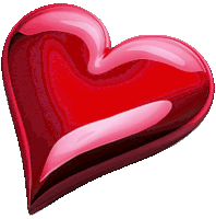 a shiny red heart with a pink swirl in the middle