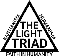 a black and white triangle with the words " the light triad " on it