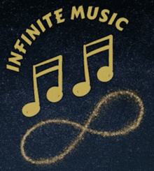 a logo for infinite music shows a drawing of an infinity symbol