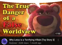 a teddy bear with the words " the true danger of a false worldview " on it