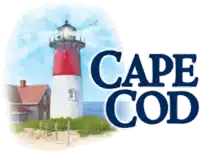 a logo for cape cod with a lighthouse and a house