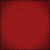 an optical illusion of a red and black circle