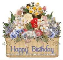 a birthday card for aunt ann with flowers in a basket