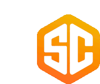 an orange and white logo with the letter sc