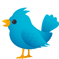 a cartoon blue bird with a yellow beak and legs