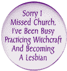 a purple circle with the words sorry i missed church