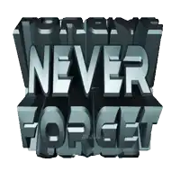 a graphic that says " never forget " on a white background