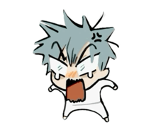 a cartoon drawing of a person with a very angry face