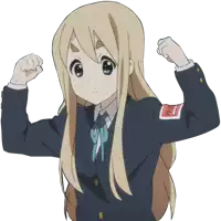 a girl with long blonde hair is flexing her muscles and has a patch on her sleeve that says ' pilot '