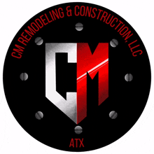 a logo for cm remodeling & construction llc