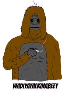 a cartoon drawing of a gorilla with the words wadiyatalkinabeet on the bottom