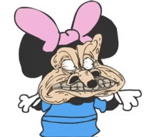 a cartoon drawing of minnie mouse with a pink bow