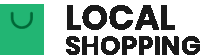 a logo for local shopping with a green shopping bag and black letters .