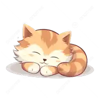 a cartoon drawing of an orange and white cat sleeping