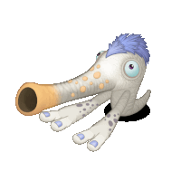 a cartoon character with a long nose and a blue hair