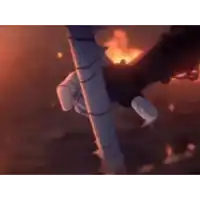 a person is flying through the air while holding a sword in a video game .