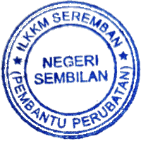 a blue stamp with the words negeri sembilan written on it