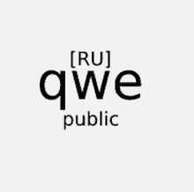 a black and white logo with the word qwe public on it .