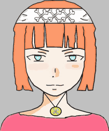 a drawing of a girl wearing a bandana and a necklace