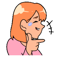 a cartoon of a woman laughing and pointing at her face